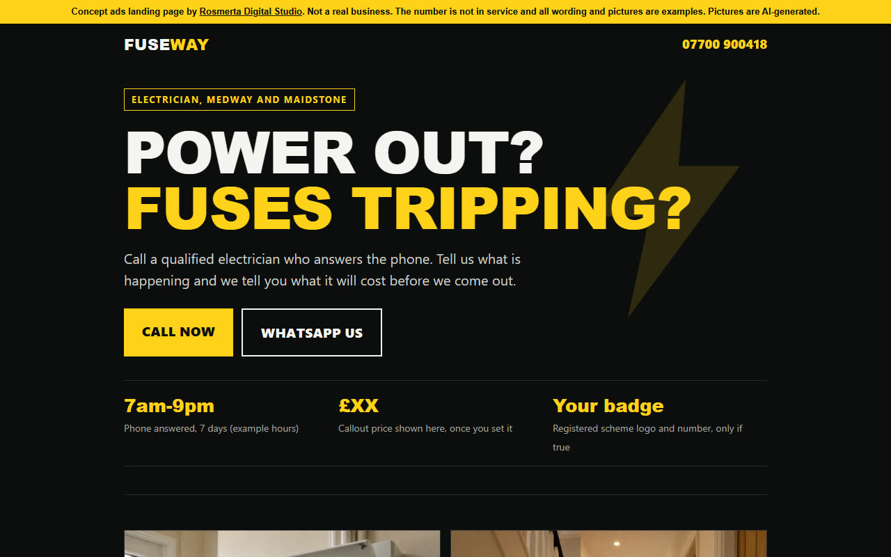 Concept website for Fuseway Electrical
