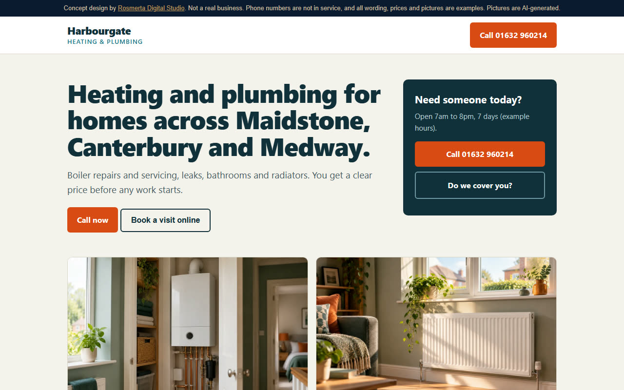 Concept website for Harbourgate Heating and Plumbing